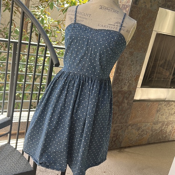 Gorgeous STRETCHY DENIM POLK A DOT DRESS! - Picture 13 of 16